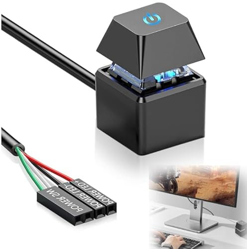 HENGBIRD PC Power Button, Netzschalter für Desktop Computers PC, Desktop-Computer, Externer Fernstart PC Motherboard On Off Switch PC Komponenten Einschalter 2M Verlängerungskabel mit LED Licht