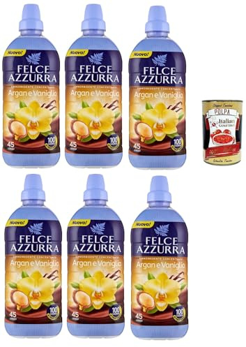 Italian Gourmet Ammorbidente Argan Vanille Weichspüler 6 x 900ml | Profumo duraturo und langanhaltender Duft, 45 lavaggi pro Flasche, ideale, Gesamtnettogewicht 5,4 L + Kostenlos Polpa 400g