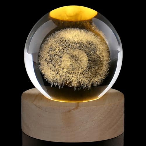 AWARDSEN 60 mm Kristallkugel Löwenzahn, Pusteblume im Glas