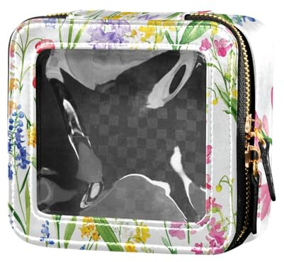 ZRWLUCKY Bolsa de maquillaje transparente con diseño de lirio de valle para artículos de aseo, organizador de cosméticos para volar, Patrón de lirio de valle