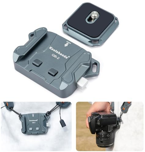Koolehaoda Camera Shoulder Strap Quick Release Plate Kit, QR Plate Mount Adapter Camera Holder for Neck/Shoulder Strap Quick Mount/Release QB-2 | QR Plate Kit Neck Strap Camera Holder Slide-In Self-Locking Adapter for DSLR Mirrorless 44 lbs Load