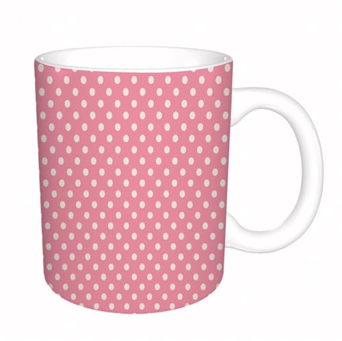 YFHJV Mug porcelaine fine Mug Tasses de 11 oz 330ml,motif à pois de couleur blanche texturé sur rouge corail clair utile comme arriè,amis,frères et soeurs imprimer Tasse de café exquis CadeauEnsemble