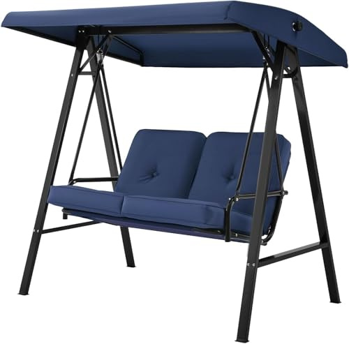 YODOLLA 2-Sitzer Hollywoodschaukel mit Sonnendach, Blau
