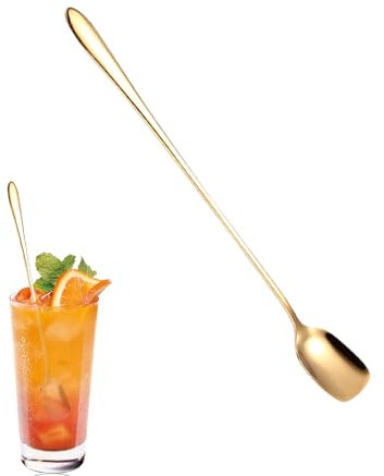 Cucchiaio da bar | Cucchiaino da caffè quadrato | Tubo in acciaio inox per tè – Cucchiaio da accessori da cucina per casa, caffetteria, caffetteria, ristorante lungo 8 pollici