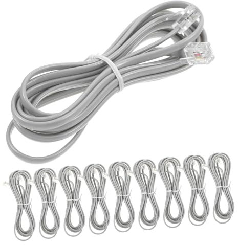 HORIALENCE 10 Pezzi Cavo Di Connessione Telefonica Cavo Per Telefono Prolunga Telefonica Per Rete Fissa Lunghi Cavi Telefonici Per Rete Fissa Telefoni Fissi Cablati Filo a Spirale Pvc Grigio