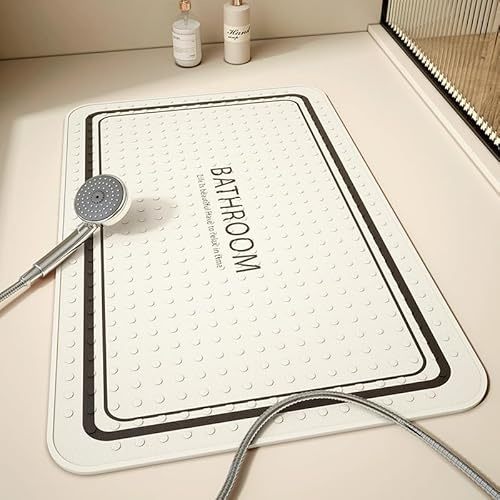Alfombra Ducha 60X90Cm Negro Alfombrilla De Baño Antideslizante Rectangular,Tapete Grande De PVC con Ventosas, Ideal para Ancianos, Adultos, Infantil Y Niños