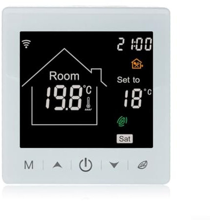 Termostato Smart WiFi per riscaldamento elettrico a pavimento con controllo vocale e accesso remoto (bianco)