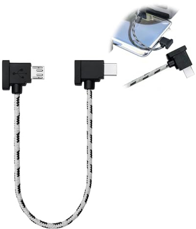 Câble de Télécommande Micro AB vers USB C de 15 CM, Câble de Données à Angle Droit de Type C vers Micro USB Compatible avec DJI Mini SE, Mavic Mini, Mavic 2 Pro Zoom/Mavic Air/Mavic Pro