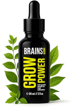 BRAINS & SONS Grow Power hårserum – mer kraft på huvudet! 5 % biotin + rosmarin och ginseng för tjockare, fylligare hår — stöder naturligtvis hårhälsa — Collagen & Vitamin B6 — För dig & Ih