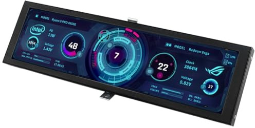 Aboiled Turing 8.8 Black IPS Type-C Smart Monitor secondario – CPU efficiente, GPU, monitoraggio RAM con interfaccia USB caso