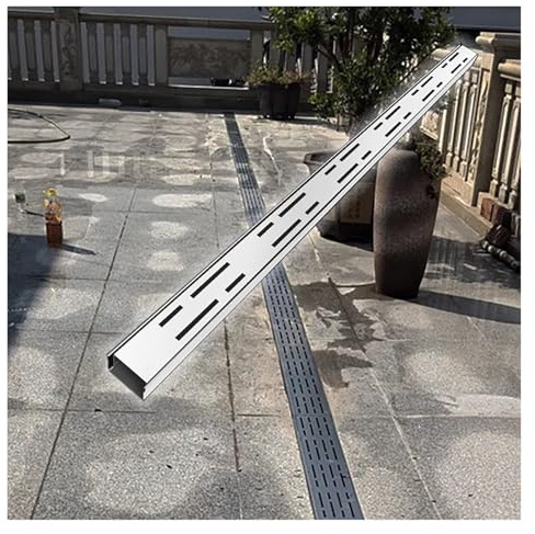 Kit di drenaggio a canale sottile, 100,1 cm, larghezza 3,6-20,3 cm, per esterni, cortile, cemento, gazebo, grondaia, grondaia, soluzione efficiente per la gestione dell'acqua