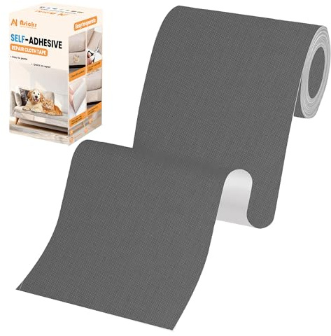 Nsickr Flicken selbstklebend stoff, 200cmx10cm textilklebeband, Selbstklebend Stoffklebeband, für Sofa,Autositze, Bürostuhl, Vorhang, Daunenjacke, Schlafsack, Tasche- Grau