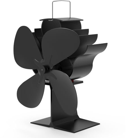 Qusedwey Ventilador de Estufa de Leña, Ventilador Accionado por, Ventilador de Chimenea de 4 Aspas para Estufas de Leña/Chimeneas, Dispersa el Aire Caliente de la Casa
