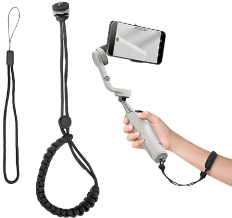 Dragonne pour appareil photo avec vis de 6,35 mm - Dragonne réglable en nylon pour DJI Osmo Mobile 7P, caméras d'action, cardan et stabilisateurs de smartphone, prise antidérapante et sûre