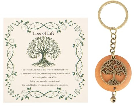 Wasise Cadeaux arbre de vie – Ensemble cadeau arbre de vie avec porte-clés et carte, cadeau spécial ami, cadeau de poche, porte-clés inspirant pour meilleurs amis, porte-clés de voiture, breloque de