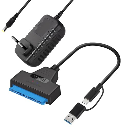 Cable de datos SATA a USB Adaptador para Disco Duro USB 3.0 a SATA con Alimentador AVO 5Gbps Cable SATA Compatible Discos Externos Internos SSD/HDD 2,5 pulgadas para Windows Mac Linux Backup