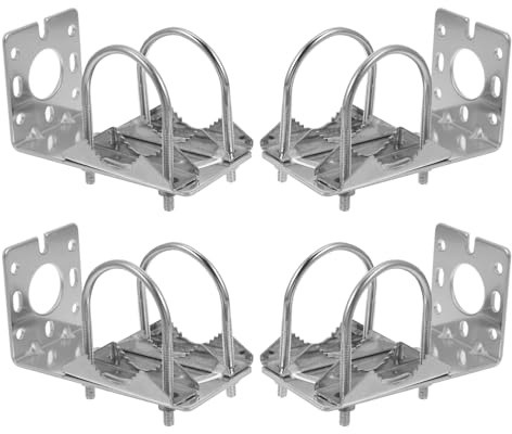 IWOWHERO 4pcs Aluminum Alloy Pole Mount Bracket Kit for Outdoor Antenna Installation Mounting Brackets for Walls Roofs Attics Secure and Vibration-Resistant Weather Station Pole Racks