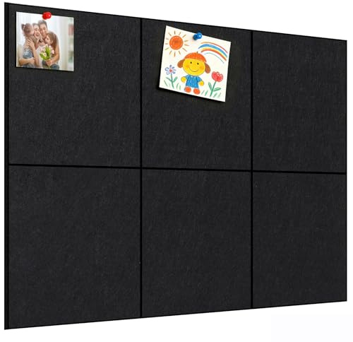 xydstay Felt Bulletin Board, Large Cork Board 36x 24, 6 Pack Felt Wall Tiles with 35 Pcs Pushpins, Pin Boards for Office, Home & Classroom