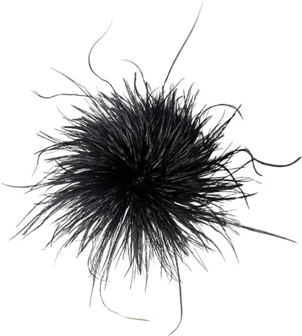 Fluffy Schwarze Straußenfeder, DIY Anstecker Brosche für Kleidung & Haaraccessoire, Vintage Boho Style für Damen Braut Hochzeit Party Fasching, Hut Fascinator Deko