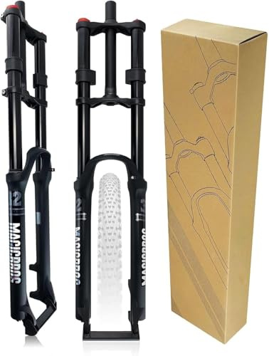 CUCKQUIC DH Mountainbike Federgabel 26/27,5/29 Zoll 1 1/8 Luftfederung 180mm Federweg Manuelle Arretierung Schnellspanner 9x100mm Scheibenbremsaufnahme Doppelbrückenkonstruktion B,29in