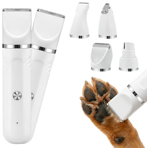 Pfotentrimmer für Hunde, 4 in 1 Leise Hundepfoten Trimmer, Wiederaufladbar Schermaschine Hund, Hundeschermaschine für Pfoten, Augen, Ohren, Gesicht (2)