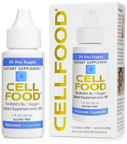 Cellfood Oxygen Boost, 1 fl oz - Liquid Oxygen Supplement for Lymphatic Drainage, Altitude Sickness, Jet Lag, Fatigue, Headaches, Hangovers & Energy - Gluten Free, Cert. Kosher - Makes Over 22 Quarts