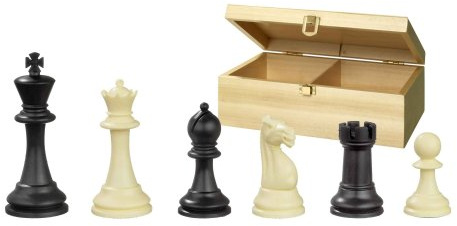 Philos 2041 - Piezas de ajedrez, de plástico, de la Serie de Nerva, Altura del Rey: 95 mm, Caja de Madera, de Color: Negro/Crema