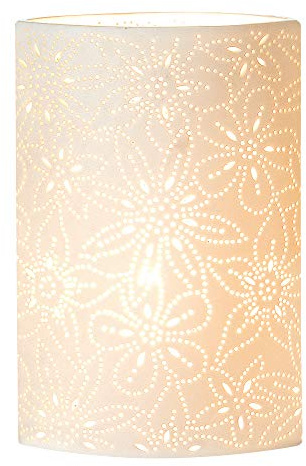 GILDE Tischleuchte Blumen-Muster - Porzellan, H 35 x B 20 cm | Material: Porzellan, Lochmuster einseitig durchleuchtet - B 20 x T 11 cm - Fassung E14, ohne Leuchtmittel
