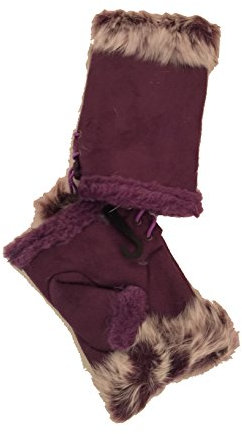 Pamper Yourself Now ltd Lila Pelz getrimmt Fingerlose Handschuhe. Schönes Geschenk. (Purple Fake fur Trimmed Fingerless Gloves. Lovely Gift)