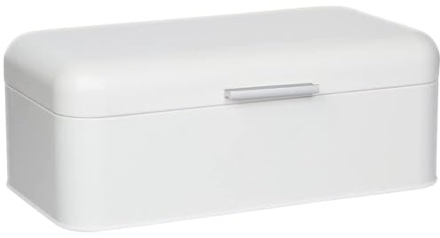 Large White Bread Box - Countertop Stainless Steel Bread Bin - Food Storage Container For Bagels Loaves & More - Bonus Bread Making Ebook | Stainless Steel Vintage Bread Boxes for Kitchen Counters