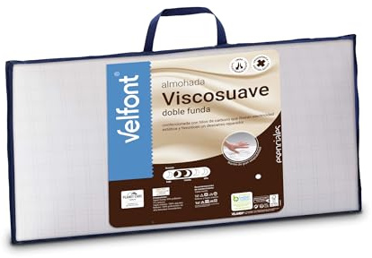 Velamen - Almohada Velfont ViscoSuave 75 cm, Alta Densidad, Adaptabilidad en Cabeza, Nuca y Cuello, Descanso Anatómico, Firmeza Media-Blanda, Blanco, 1 Unidad