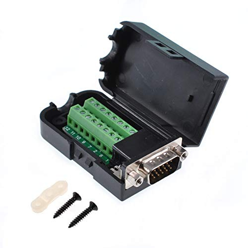 Oiyagai DB15 D-SUB 3-Reihe 15Pin Stecker mit Schrauben – VGA-Buchse Adapter Modul mit Gehäuse, Lötfrei, Schraubklemmen-Ausgang für Signalübertragung