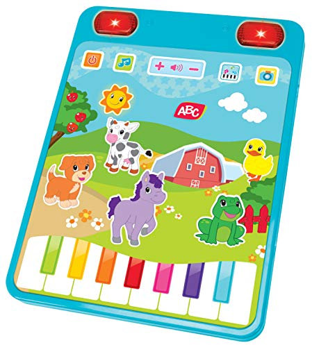 Simba 104010076 - ABC Spaß Tablet, mit Licht und Soundfunktion, spielt 20 Melodien, viele Tier- und Klaviertöne, ab 12 Monaten