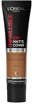 L'Oréal Paris Infaillible 32H Matte Cover, Make-Up vom Finish Matte Vollständige Abdeckung auf der Haut, 335 Warm Undertone, 30 ml