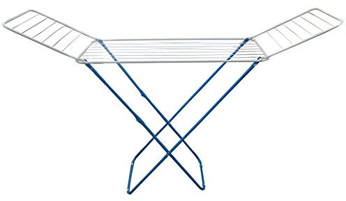 rg-vertrieb Wäscheständer Flügelwäschetrockner blau, Stahl, 18m x 50cm x 102cm, 18m Länge, Abklappflügel, Platzsparend, Balkon, Freie, Bekleidung, Bodenmontage