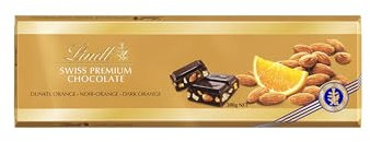 Lindt Schokoladen-Großtafel | Edelbitter Orange Mandel | Schokoladentafel 300 g | Schokoladen-Geschenk