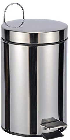 Bambelaa! Tretmülleimer ca.3l Sanitäreimer Abfalleimer Kosmetikeimer Edelstahl Bad Klo Toilette Mülleimer Klein Silber