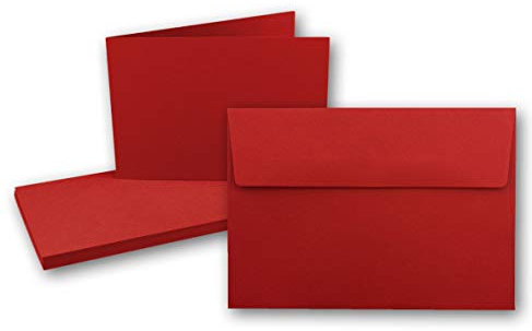 FarbenFroh by GUSTAV NEUSER 200x DIN A6 Faltkarten Set- Rot - Doppelkarten querdoppelt inkl. Umschlag mit Haftklebung - 10,5 x 14,8 cm - DIN A6 / C6