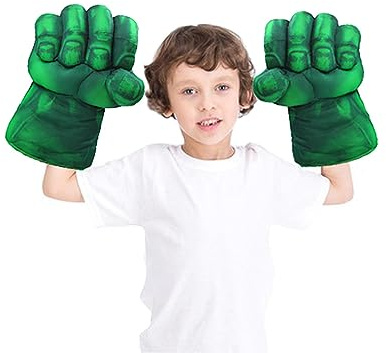Gant de Superhero, Enfants Gants de Peluche Doux Main Super Héros Poing Jouet, Superhero pour garçon Fille Noël Halloween Cadeau d'anniversaire