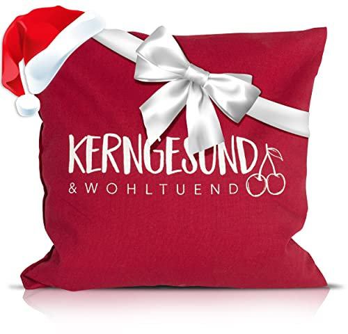 NEU - HERBALIND Kirschkernkissen Kirschkern-Füllung - Wärmekissen Kerngesund in rot (bordeauxrot) - Bezug aus 100% Baumwolle - Größe 24 x 25 cm