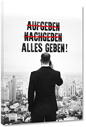 Hustling Sharks® Motivationsbilder als XXL Wandbild ALLES GEBEN - Hochformat (Leinwandbild, 40 x 60 cm), Bilder Büro, Erfolg Bild, Bilder mit Sprüchen, Wanddeko Büro