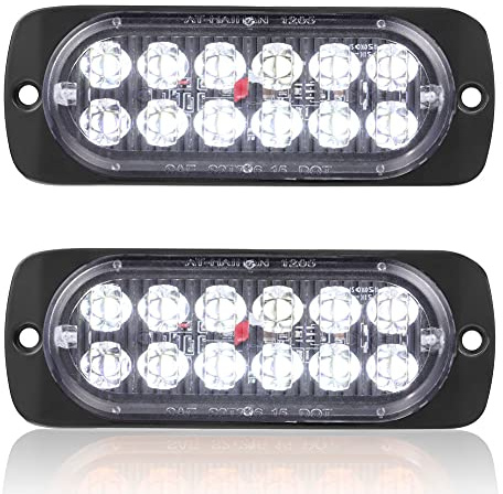 AT-HAIHAN Pack of 2 Aluminum Housing Clear Lens White LED Reverse Backup Running Lights, DOT Compliant Waterproof Surface Mount Lighting for Truck Tractor Jeep RV