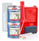 Wilckens Fliesenlack lichtgrau glänzend RAL 7035 - Fliesenfarbe grau 750ml im 2er Set mit Malerbügel inkl. 2 Lackwalzen, Farbwanne & Schleifschwamm zum Fliesen streichen für ca. 16 qm