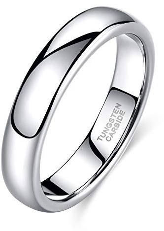 Zakk Ringe Damen Herren Wolfram Silber Vorsteckring Schmal Schlicht Poliert Verlobungsringe Eheringe Trauringe 2mm 4mm 6mm 8mm (4mm,53 (16.9))