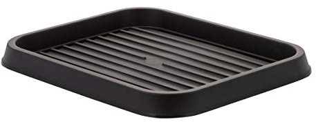 Iris Ohyama, Geschirrständer, Tablett, Schuh- und Stiefelbehälter aus Kunststoff mit Rand, 3er-Set, SHT-S, Schwarz, stapelbar, Verschlussclips ? B38 x T76 x H2,5 cm