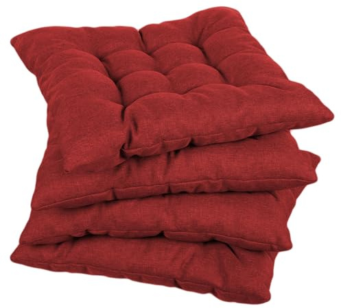 Gutekissen® Stuhlkissen gesteppt Quadrat Polsterauflage Auflage für Stühle/Bänke für Haus und Garten Sitzauflage Gartenkissen Sitzkissen viele Farben (40x40, Rot, 2)