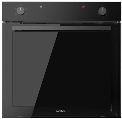 Cecotec Horno Integrable Convencional de 77L Bolero Hexa C126001 Glass Black. 2800W, 5 Funciones, Bajo Consumo, Luz Interior, Steam Assist, Steam EasyClean, Puerta Fría con 2 Cristales