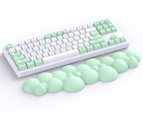ATTACK SHARK Cloud Tastatur Handballenauflage, PU Leder Memory Foam Auflage | Ultra Weiche Polsterung, Ergonomische Unterstützung, Rutschfeste Basis, Komfortables Cloud Pad für Gaming Büro,Hellgrün