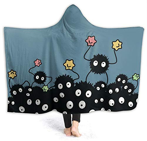 Jaxia Soot Sprites Hood Tragbare Decke für Erwachsene Frauen und Männer, superweicher, bequemer, Warmer Plüschüberwurf mit Ärmeln, TV-Decke, Wickelmantel, Kapuzenbezug für Sofa, Couch, 152,4 x 127 cm