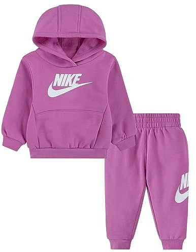Nike Club Fleece Trainingsanzug für Mädchen, Violett, Code 36L135-AFN, fuchsia/weiß, 5-6 Jahre